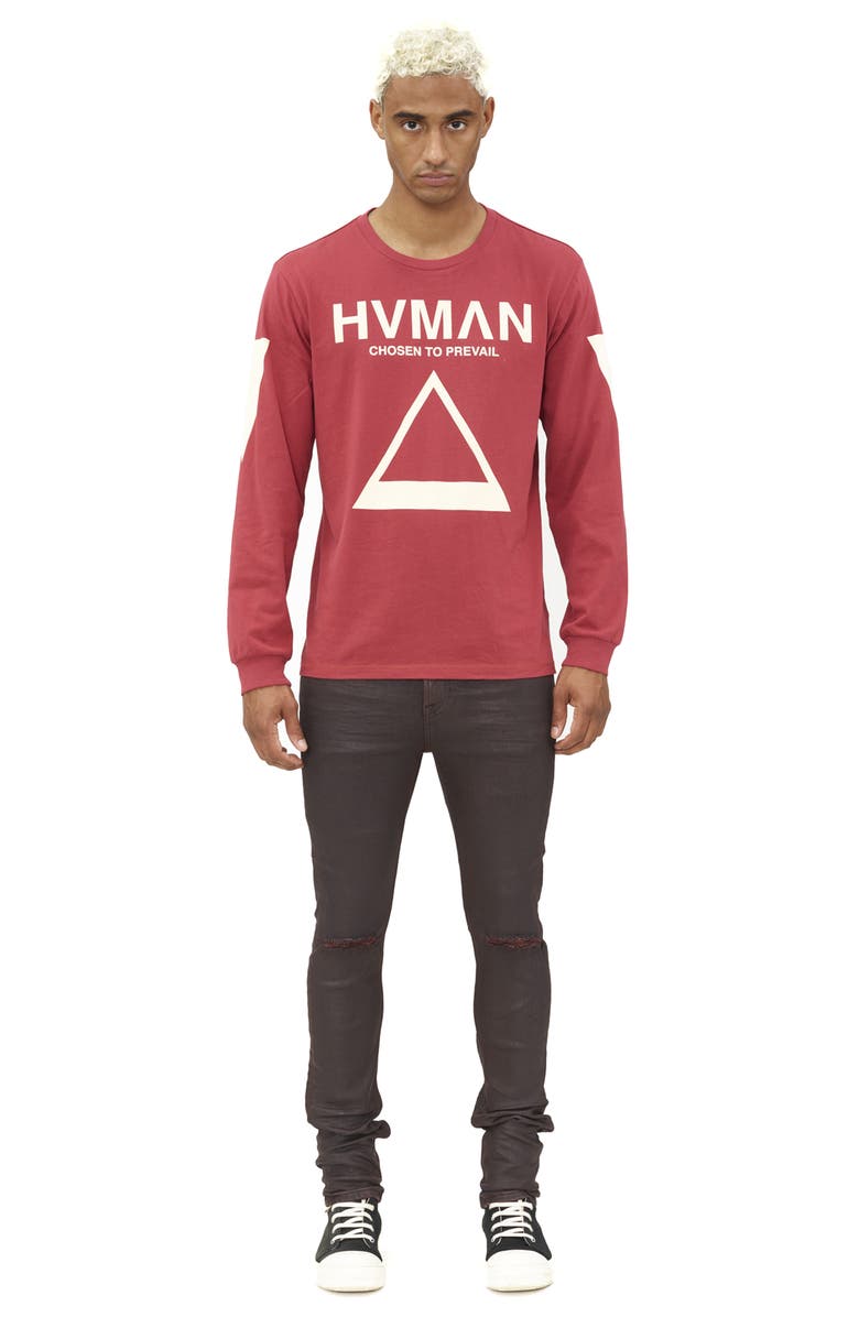HVMAN Triangle Logo Crewneck Long Sleeve Graphic Tee, Alternate, color, 
