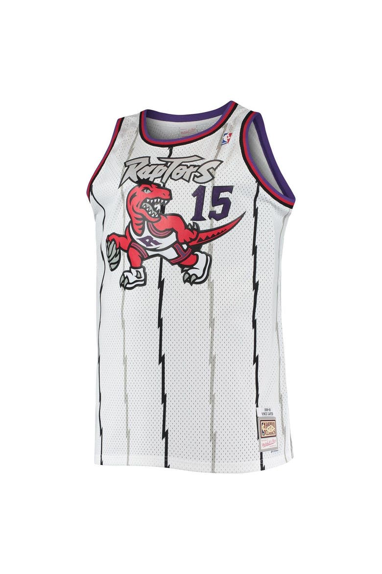 Men's Mitchell & Ness Vince Carter White Toronto Raptors 1998/99 Big & Tall Hardwood Classics Swingman Jersey, Alternate, color, White