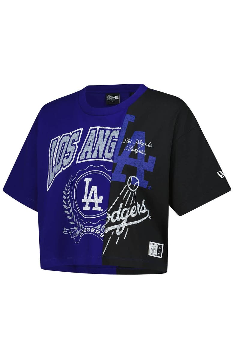 New Era Women
s New Era Royal Los Angeles Dodgers Upcycled Colorblocked Boxy Cropped T-Shirt, Alternate, color, Royal