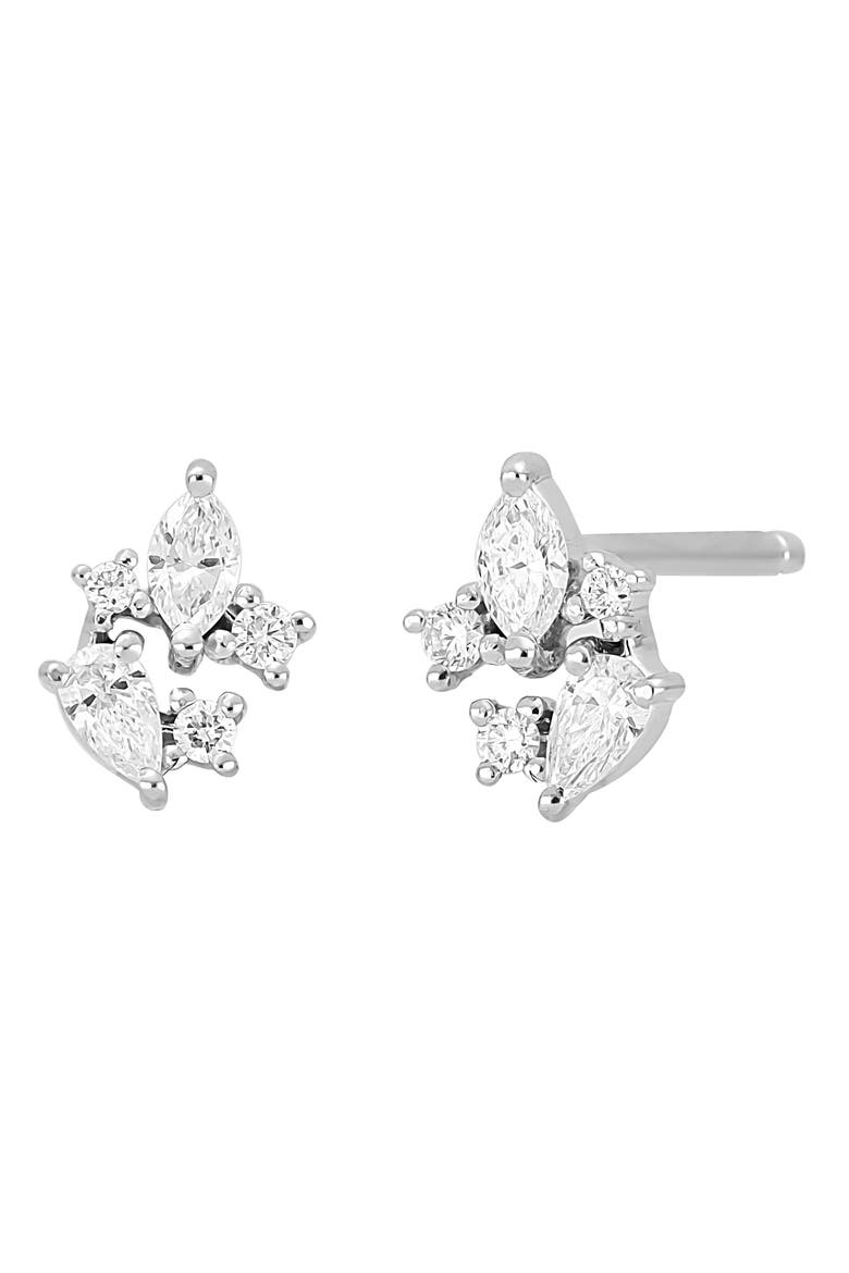 Getty Floral Diamond Stud Earrings (Nordstrom Exclusive), Main, color, 18K WHITE GOLD