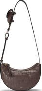 Oryany Rookie Crescent Croc Embossed Leather Crossbody Bag