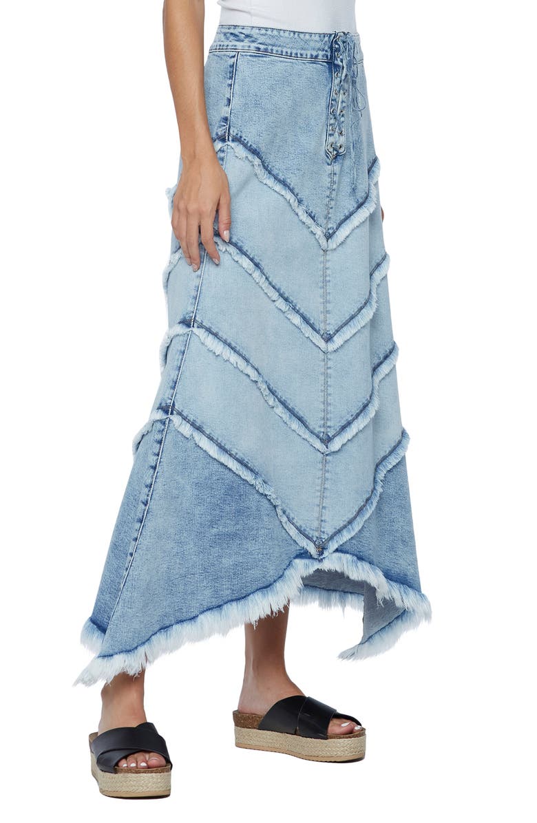 Wash Lab Denim Chevron Denim Maxi Skirt, Alternate, color,