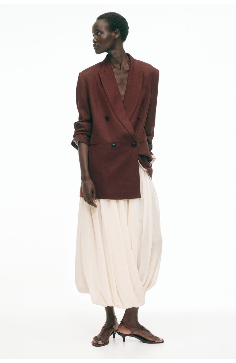 H&M Linen-blend blazer, Main, color, Dark Rust Brown