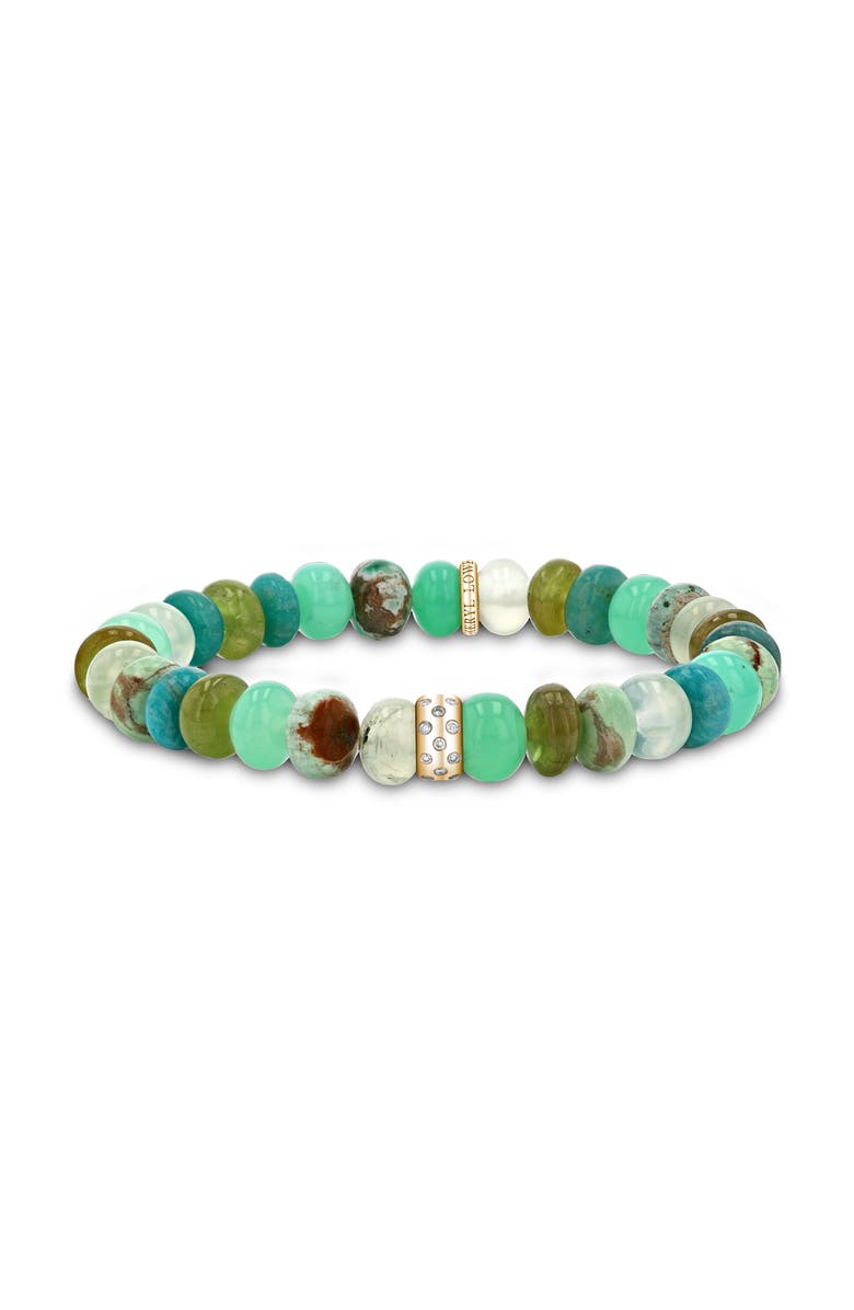 Sheryl Lowe YG Green Mix 8mm Bead Bracelet with Scattered Diamond Donut, Main, color, Green Mix / 14Kt Yellow Gold