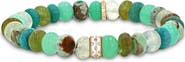 Sheryl Lowe YG Green Mix 8mm Bead Bracelet with Scattered Diamond Donut