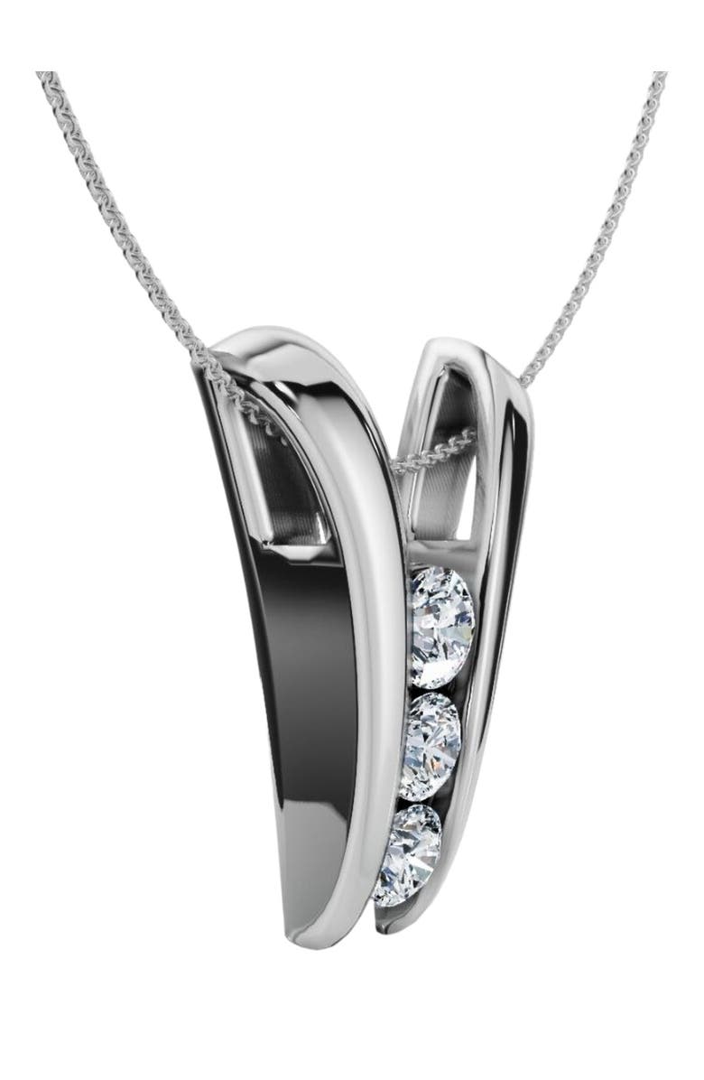 Bliss Diamond 1/2Ct Three Stone Diamond Pendant Gold Women's 18" Necklace Lab Grown, Alternate, color, White Gold
