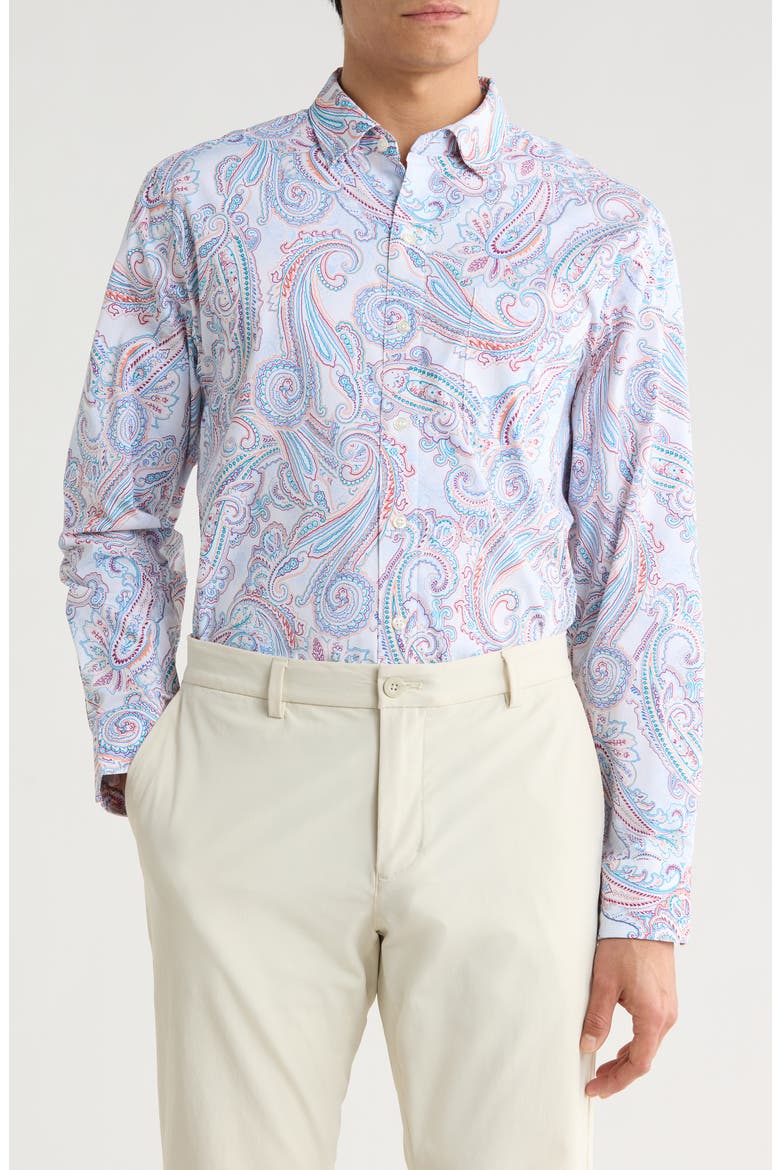 Siesta Key Paisley Tides Dress Shirt, Main, color, DEW DROP