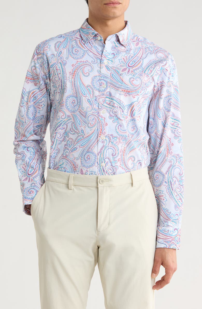 Tommy Bahama Siesta Key Paisley Tides Dress Shirt, Main, color, Dew Drop
