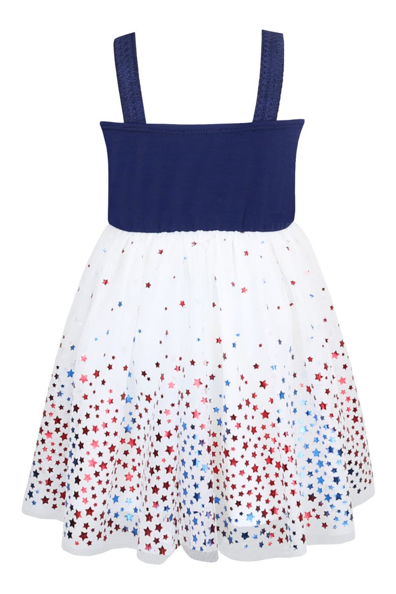 Heart Flag Knit Bodice Mesh Skirt Dress, Alternate, color, BLUE MULTI