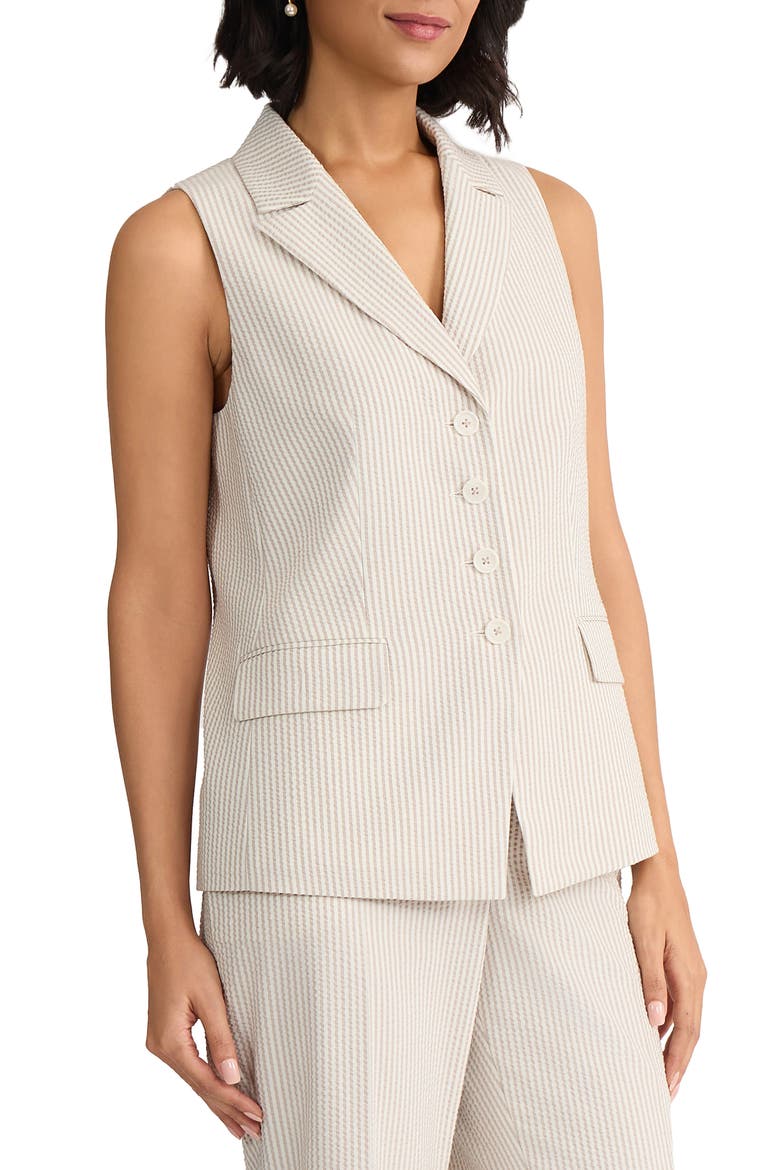 Seersucker Stripe Vest, Alternate, color, NATURAL STONE/ NATURAL WHITE