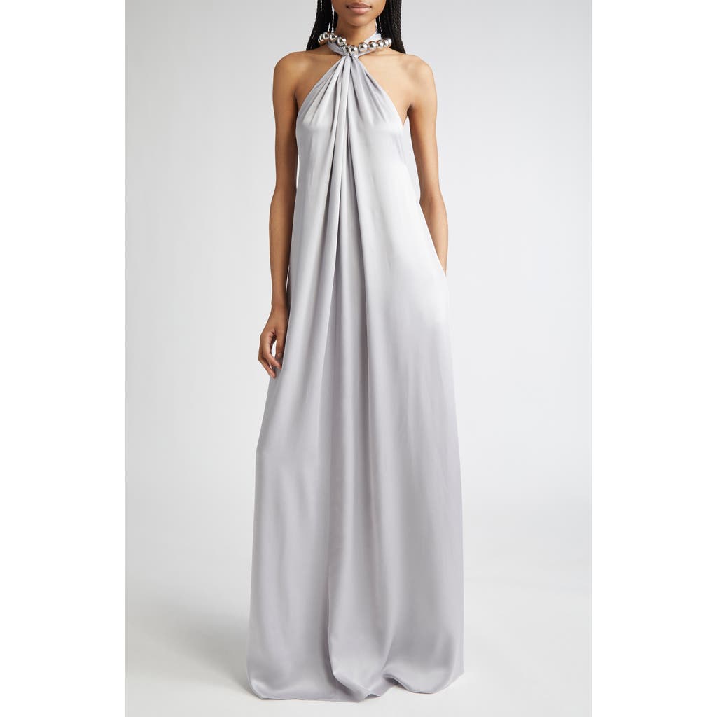 Stella Mccartney Ball-collar Satin Halter Gown In White