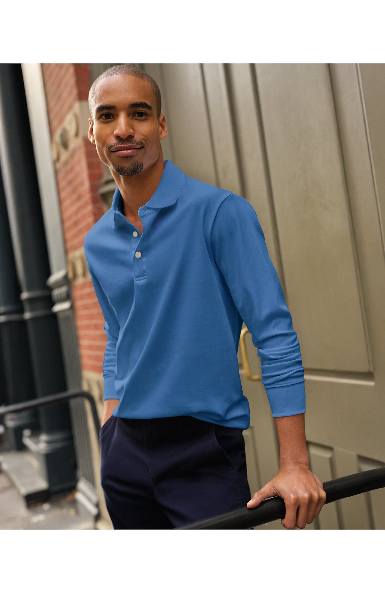 Lands' End Long Sleeve Cotton Supima Polo Shirt (Men) | Nordstrom