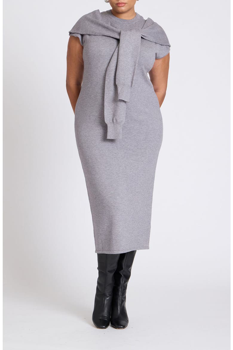 Sleeve Detail Maxi Sweater Dress, Main, color, HEATHER CHARCOAL