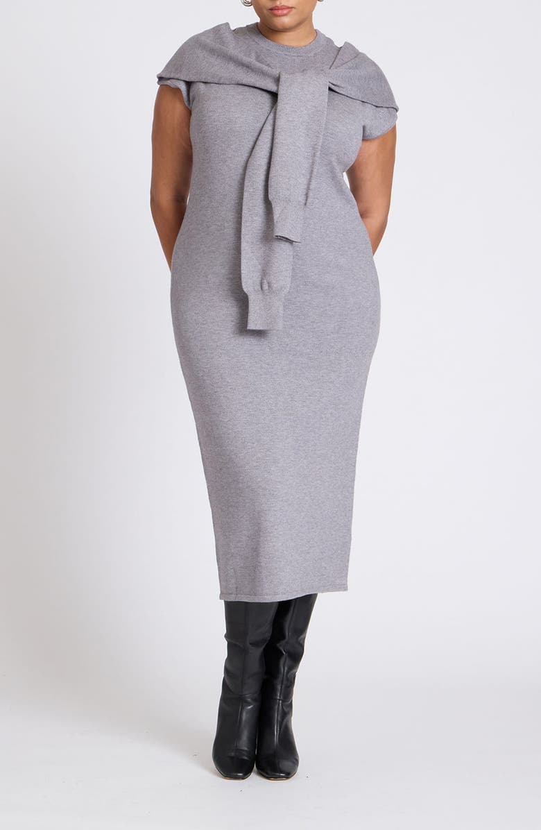 ELOQUII Sleeve Detail Maxi Sweater Dress, Main, color, 