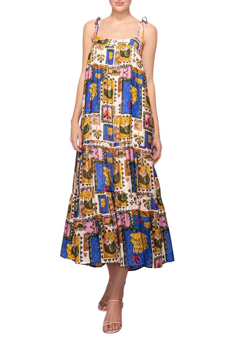 Trapeze Maxi Sundress, Main, color, MULTI PATCHWORK
