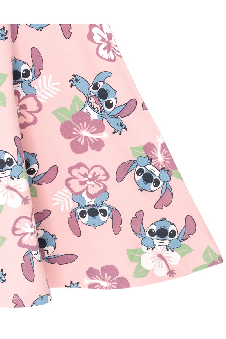 Lilo & Stitch Short Sleeve Skater Dress, Alternate, color, Stitch Pink