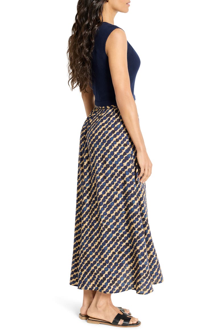Pebble Dream Mixed Media Cotton Blend Dress, Alternate, color, INDIGO MULTI