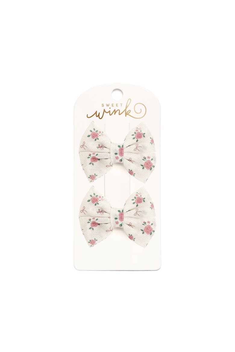 Rose Tulle Bow Clip Set, Main, color, Ivory