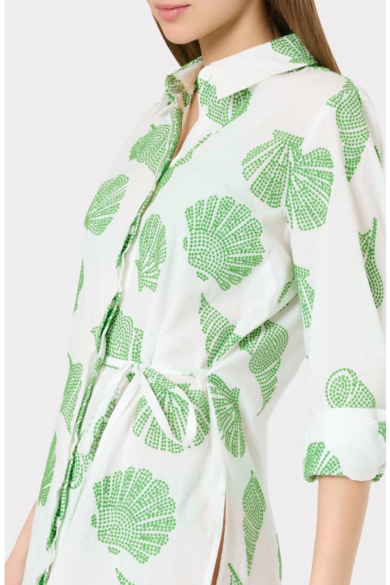 Cleo Embroidered Cover-Up Minidress, Alternate, color, WHITE/ GREEN