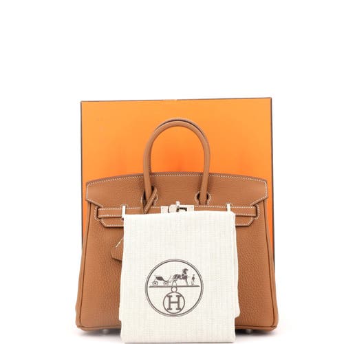 Pre-owned Hermes Hermes Birkin Handbag Brown Togo With Palladium Hardware 25 In Gold