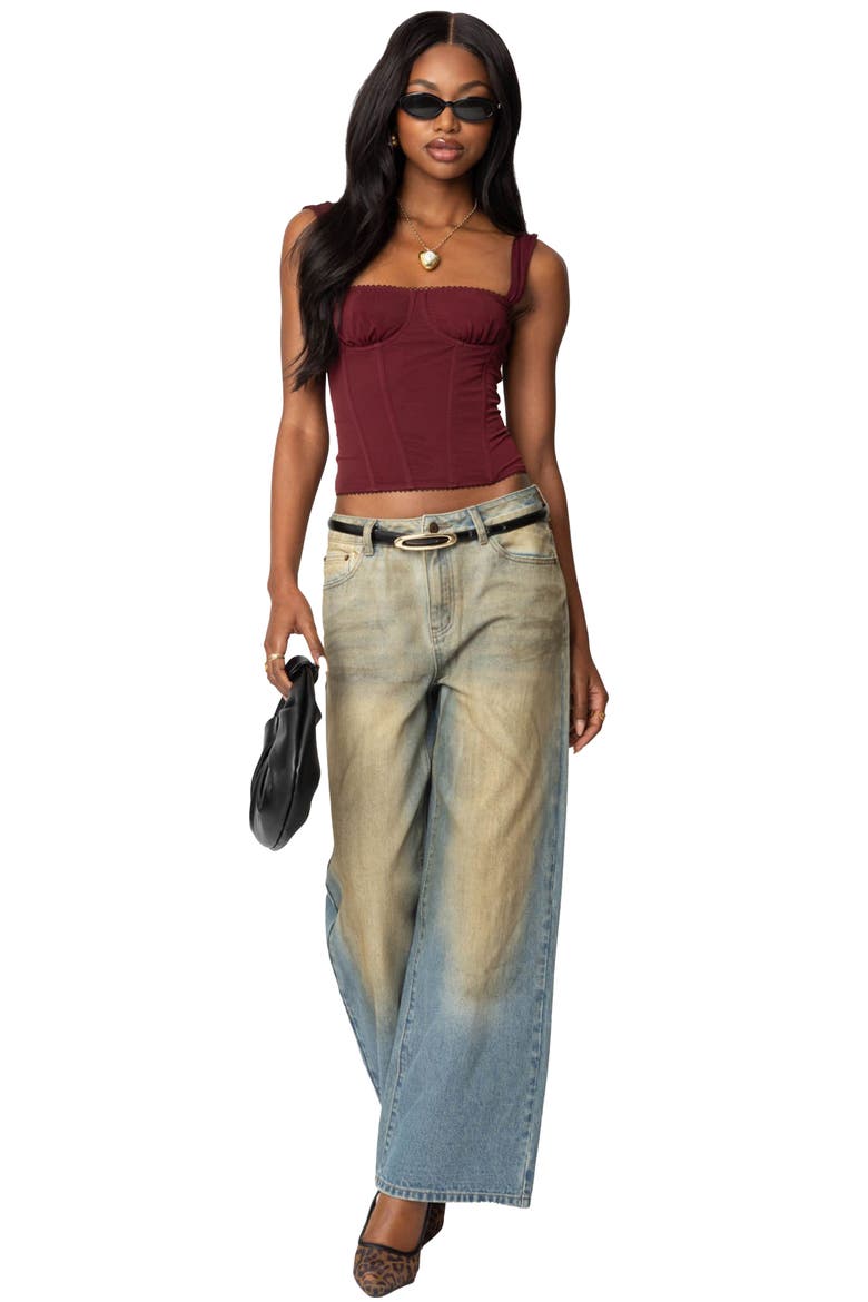 EDIKTED Marcella Mesh Corset Tank Top (Women) | Nordstrom
