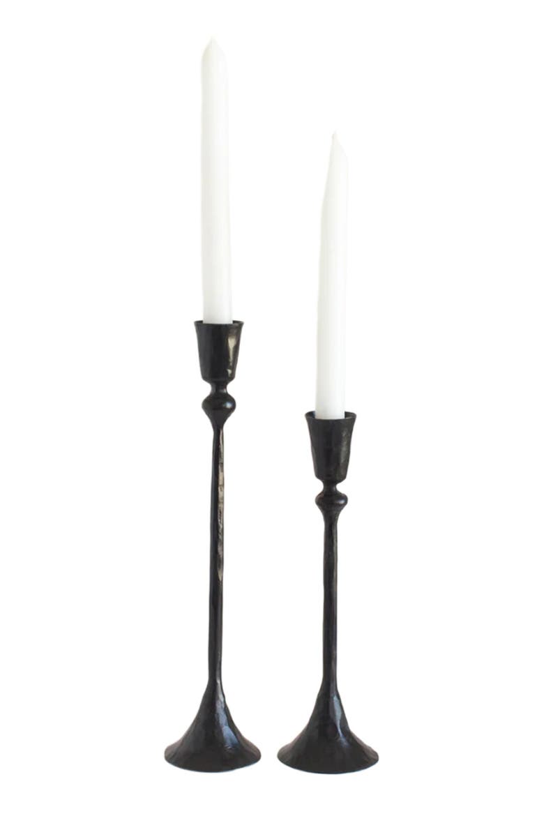 Gemini Hand-Forged Iron Candle Stands - Set of 2, Main, color, Black
