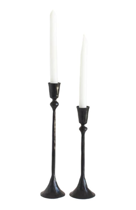 Gemini Hand-Forged Iron Candle Stands - Set of 2