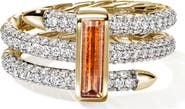 John Hardy Artisan Series 18k Gold Diamond & Garnet Spear Ring