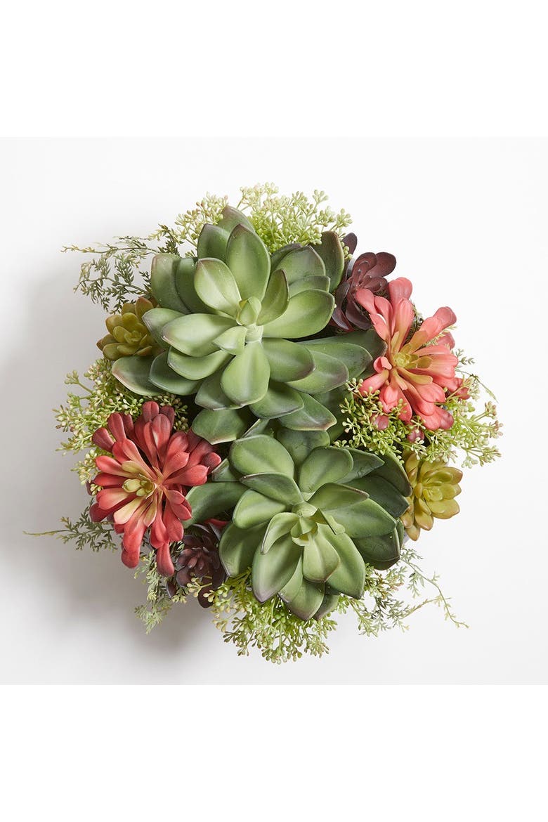 Round Artificial Succulent Arrangement, Gray Planter, Alternate, color, Grey
