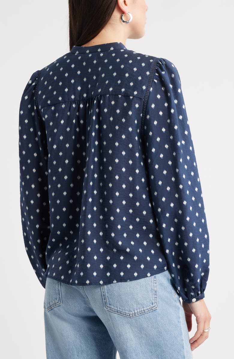 Caslon<sup>®</sup> Embroidered Inset Top, Alternate, color, Navy- Ivory Mock Dot