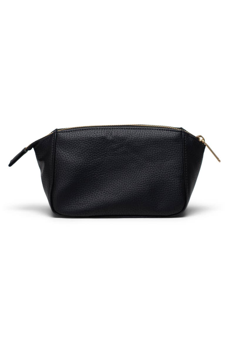 Small Milan Faux Leather Toiletry Bag, Alternate, color, BLACK