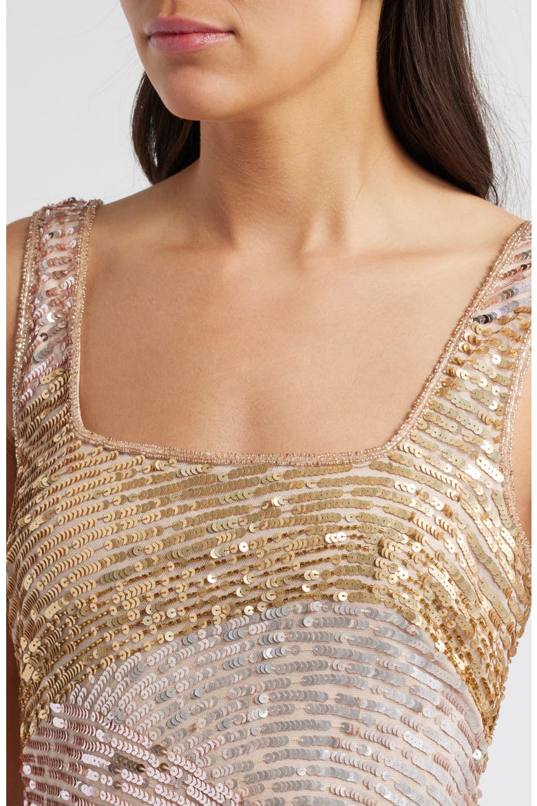 Beaded Sleeveless Minidress, Alternate, color, CHAMPAGNE
