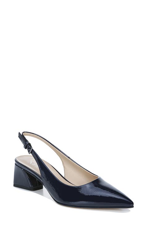 Navy low heel slingback shoes best sale