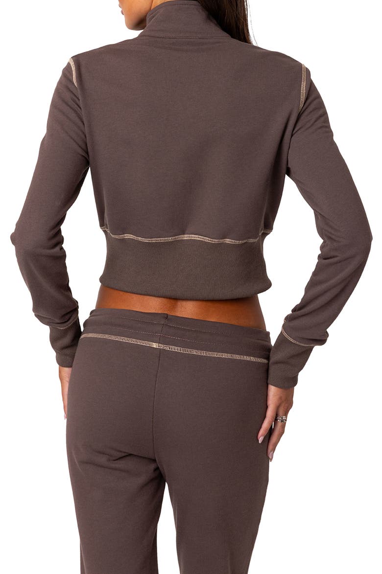 Alexia Crop Sweatshirt, Alternate, color, BROWN