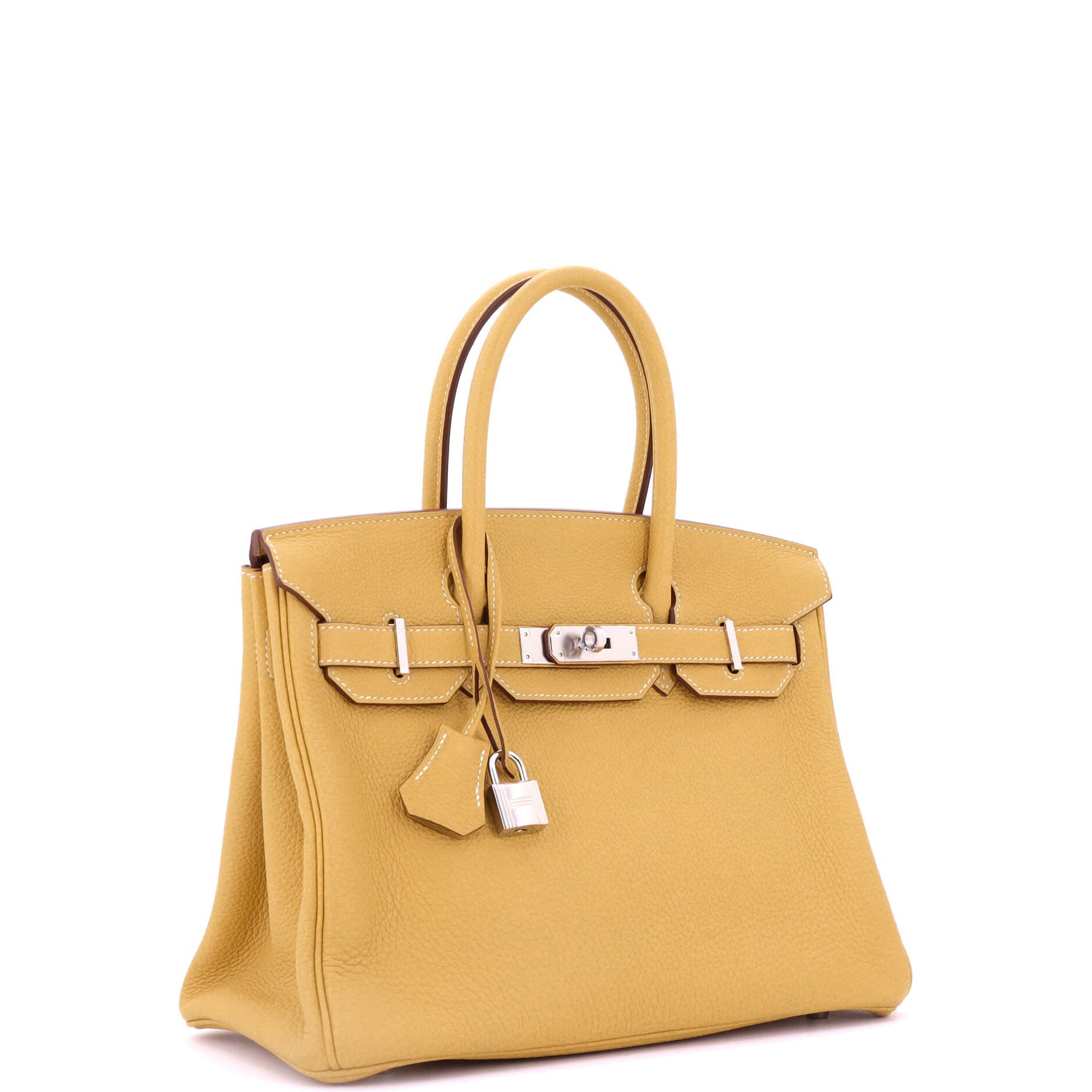 Pre-Owned Hermes Birkin Handbag Yellow Togo with Palladium Hardware 30, Alternate, color, Curry