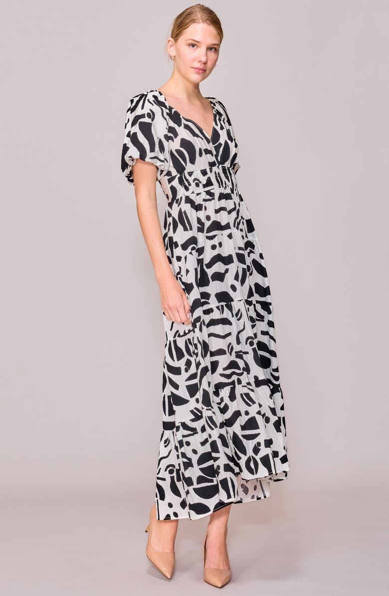 MELLODAY V-Neck Bubble Sleeve Midi Dress, Alternate, color, 