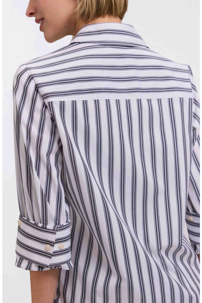 Meghan Stripe Cotton Blend Button-Up Shirt, Alternate, color, BLACK/ WHITE