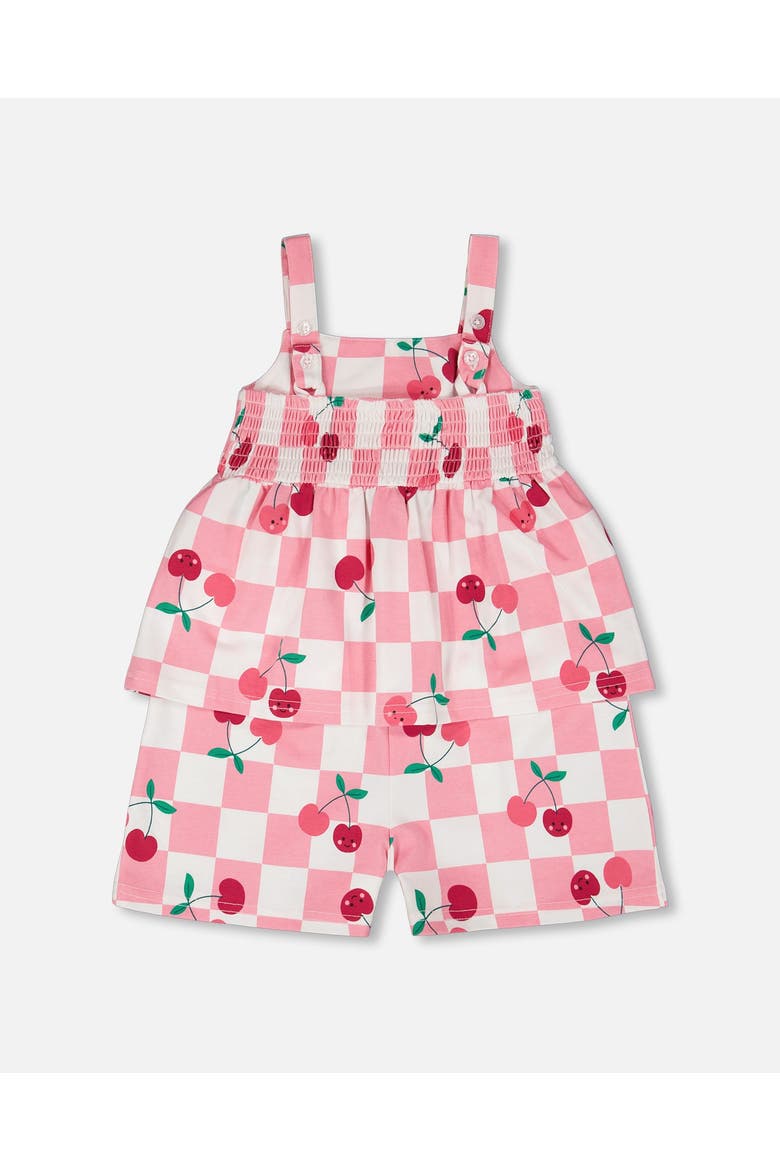 Organic Cotton Jersey Cherries Sleeveless Romper, Alternate, color, Pink Printed Cherries