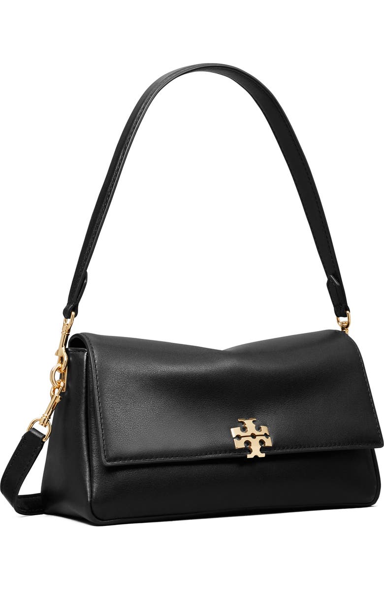 Tory Burch Small Charlie Leather Shoulder Bag, Alternate, color, Black