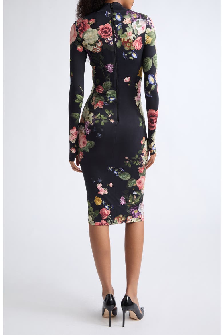 Delora Mock Neck Midi Dress, Alternate, color, HOLLYWOOD DREAMS BLACK