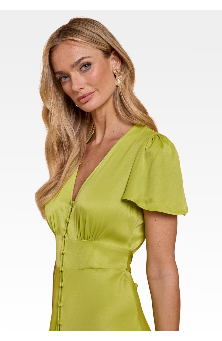 Maids to Measure Chelsea Satin V-Neck Bridesmaid Dress, Alternate, color, Lime