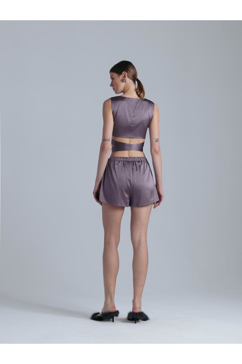 Persephone Silk Shorts, Alternate, color, Noble Purple