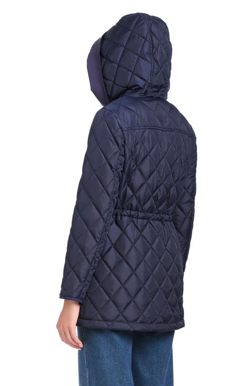 Kate Spade New York Water Resistant Hooded Quilted Jacket In Blue