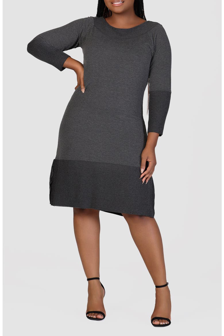Rib Sweater Dress, Main, color, BLACK