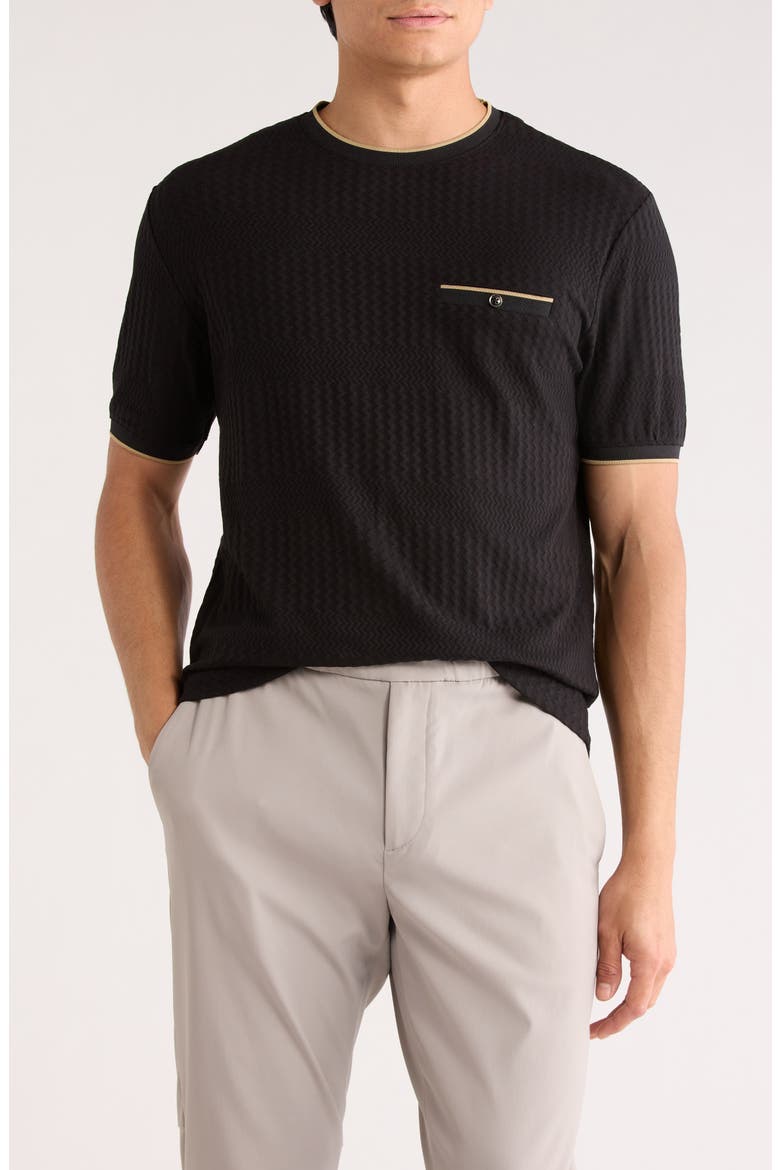 Textured Geo Crewneck T-Shirt, Main, color, BLACK