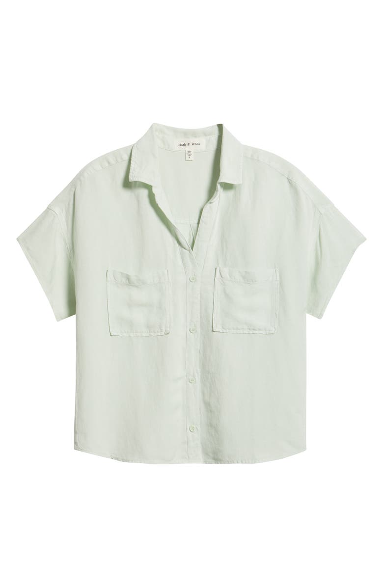 Cloth & Stone Linen Blend Short Sleeve Button-Up Shirt, Alternate, color, Soft Mint