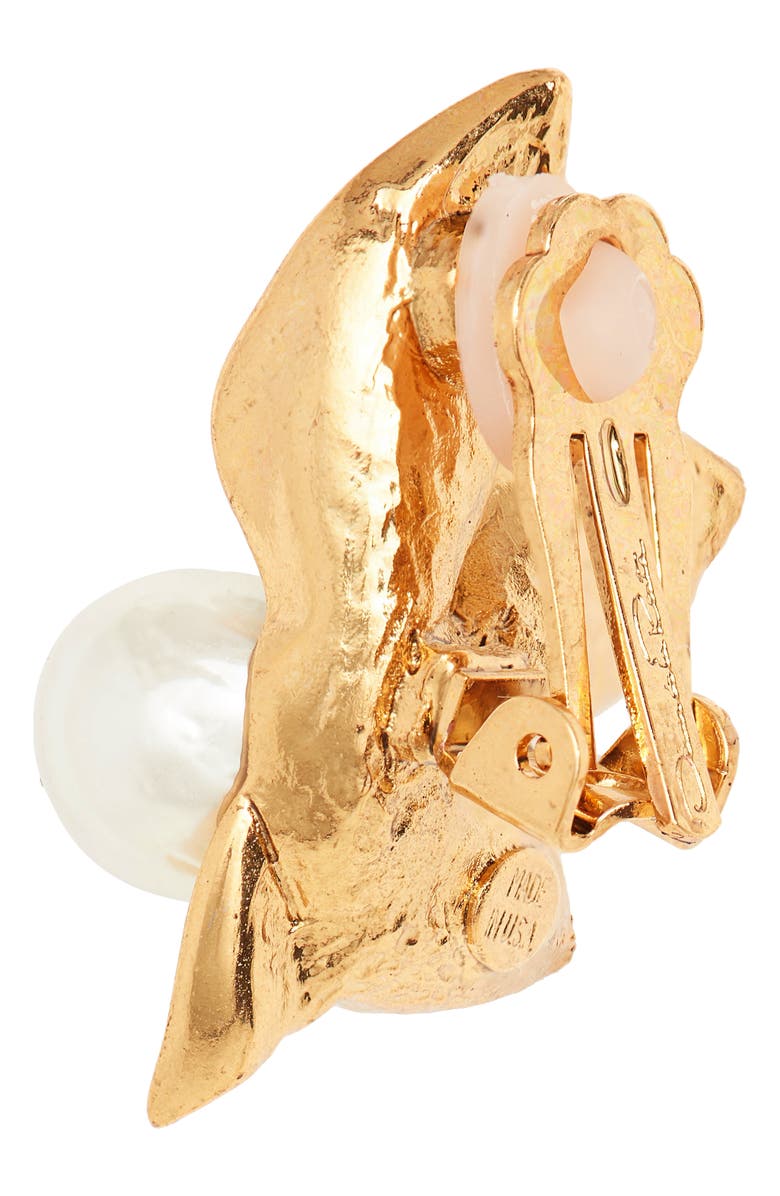 Oscar de la Renta Imitation Pearl Flower Earrings, Alternate, color,