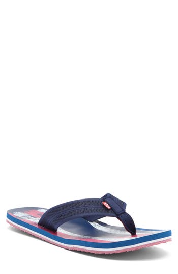 Izod Americana Print Flip Flop In Red White Blue