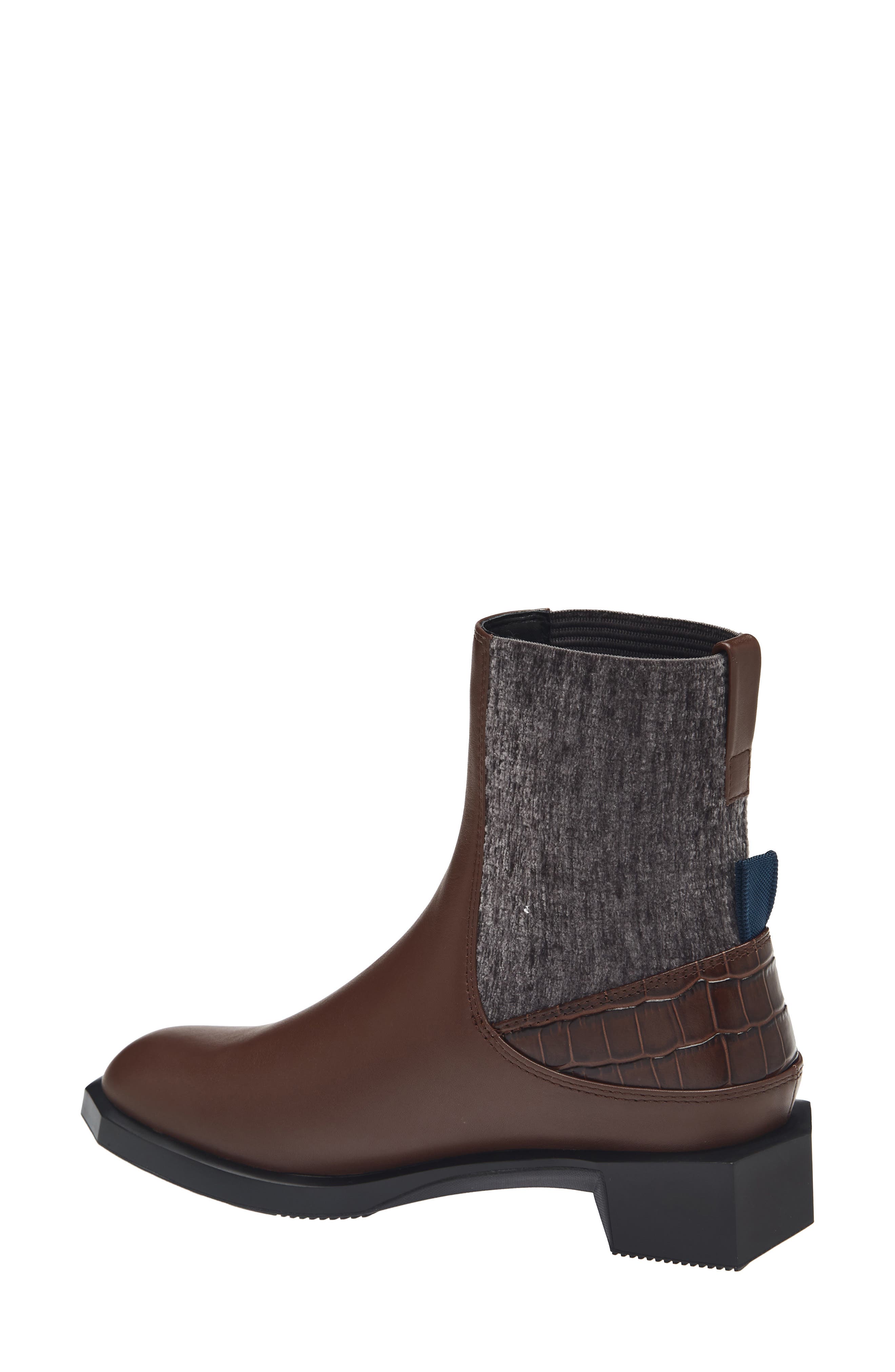 Forma Ena Croc Embossed Leather Bootie, Alternate, color, CHOCOLATE