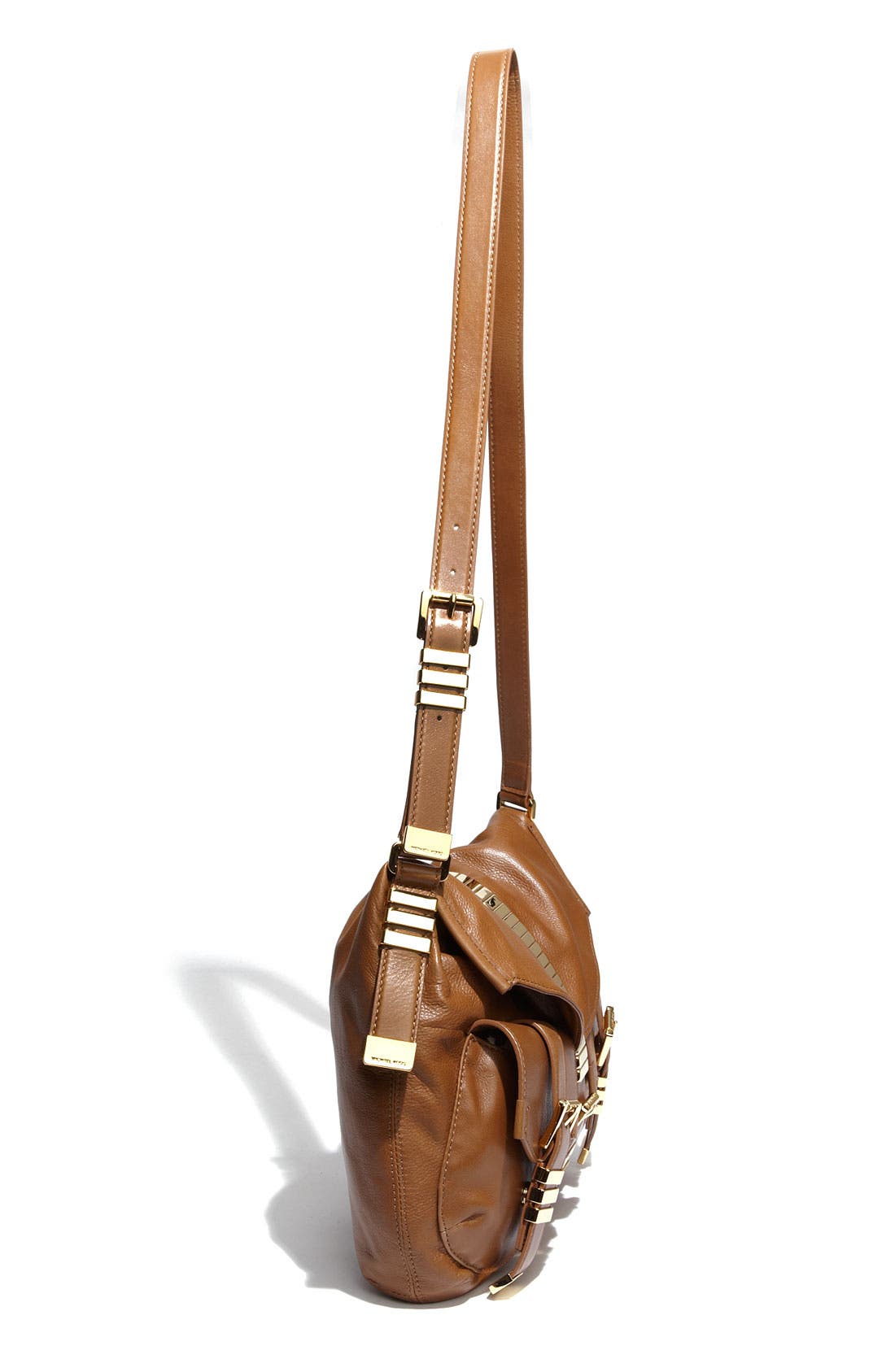 'Darrington' Leather Flap Hobo, Alternate, color, WALNUT